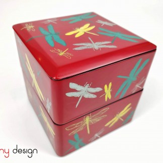Two tier square lacquer box 12 cm ( different designs )